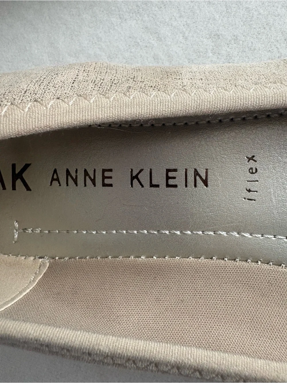 Anne Klein Light Beige Pointed Toe Flats with Crossover Strap